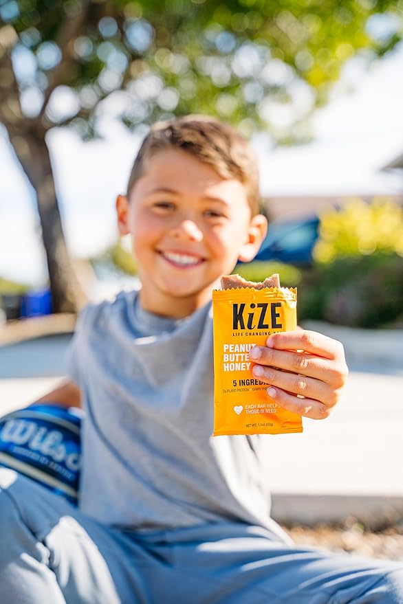 KiZE Energy Bars - Peanut Butter Honey - 20-Count - Gluten Free, Dairy Free, Non-GMO, and High Protein Meal Replacement Energy Bars, Clean and Simple Food Ingredients - 7g High Protein Snacks (20 Count)