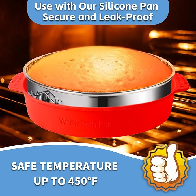 9 Inch Springform Pan - Nonstick 304 Stainless Steel Springform Cake Pan with Removable Bottom, 10 Inch Leakproof Silicone Cheesecake Pan Protector with Parchment Paper