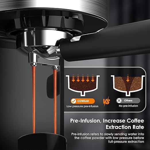 COWSAR Espresso Machine 20 Bar, Compact Espresso Maker with Milk Frother Steam Wand, Expresso Coffee Machines with 45 OZ Removable Water Tank for Cappuccino, Latte, Home