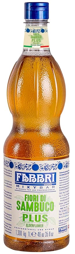 Fabbri Premium Flavoring Syrup, Elderflower, New Enhanced Flavor, All Natural, Made in Italy, 33.8 Ounce (1 Liter)