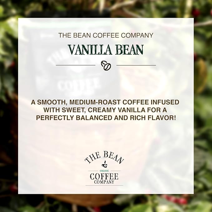 The Bean Organic Coffee Company Vanilla Bean, Medium Roast, Whole Bean Coffee, 16-Ounce Bags (Pack of 2)