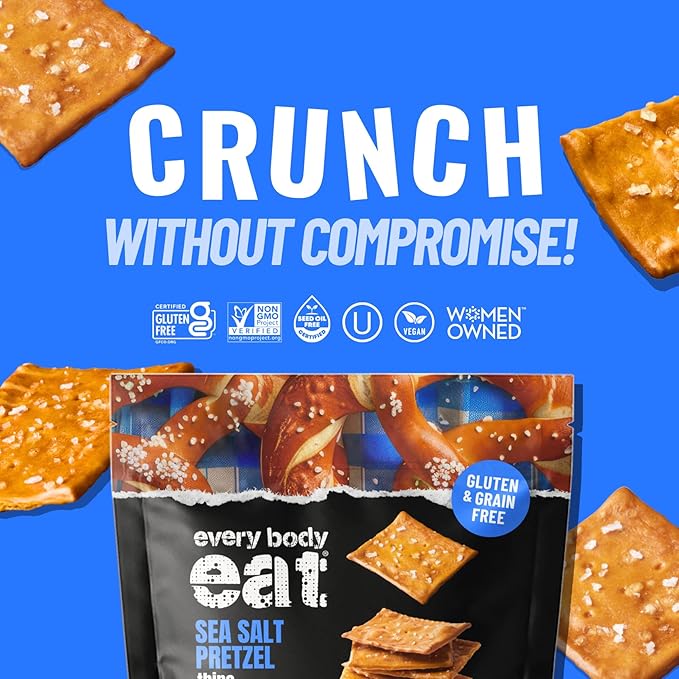 Every Body Eat Snack Pretzel Thins, Allergen Friendly, Vegan, Gluten Free and Grain Free (2 Count, Pretzel)