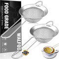 Walfos Small Fine Mesh Tea Strainer, Mini Stainless Steel Sieve with Handle, 2.8 Inch Kitchen Metal Sifter Strainers for Tea, Juicing, Coffee, Cocktail, Powdered Sugar, Matcha (2 Pack)