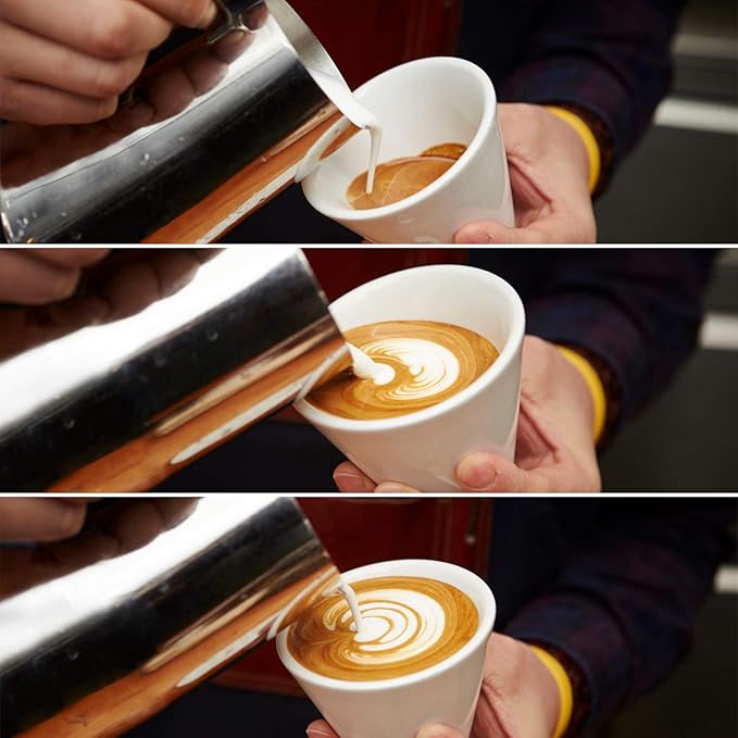 Milk Frothing Jug, Milk Frothing Pitcher Pouring Jug Espresso Cup with Measurement Inside 32oz/900ml Stainless Steel Creamer Cup for Making Coffee Cappuccino Hot Chocolate Machine