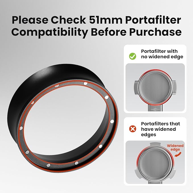 MHW-3BOMBER 51mm Espresso Dosing Funnel Magnetic Coffee Dosing Ring Portafilter Funnel Barista Tools Compatible with 51mm Delonghi Decica Portafilter DR5548B-OS