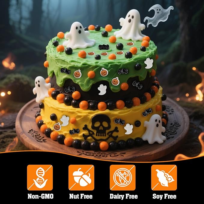 Twisweet Halloween Sprinkles, Pumpkin Sprinkles for Cake Decorating, Edible Candy Ghost Bat Sugar Sprinkle Mix, Black and Orange Baking Candy Bulk, Cupcake Topper Cookie Ice Cream Cake Decorations, Halloween Scary Theme Trick or Treat Party Supplies (1...