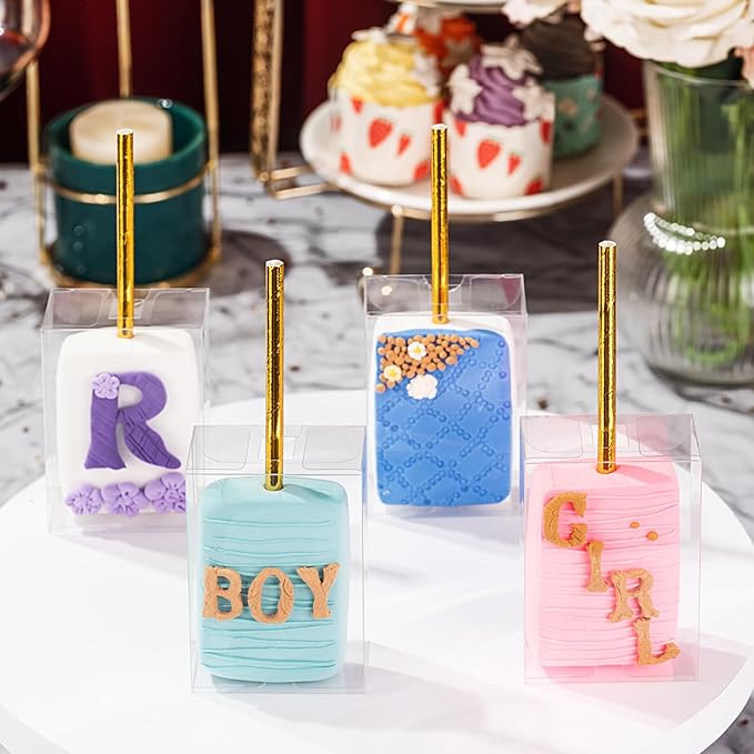 RomanticBaking 50 Pack 3.5"x 2.4"x 1.38" Rice Krispie Treat Boxes Cakesickle Boxes Macaron Boxes Treat Boxes for Bridal Shower Birthday Party Wedding
