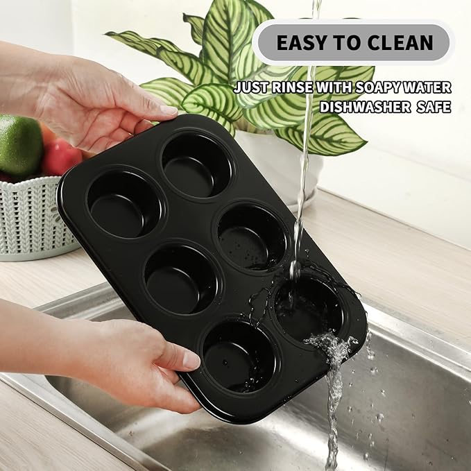Muffin Baking Pan 2-Pack, Nonstick Premium Carbon Steel Muffin Pan for Baking, Cupcake Tin Cheesecake Pans
