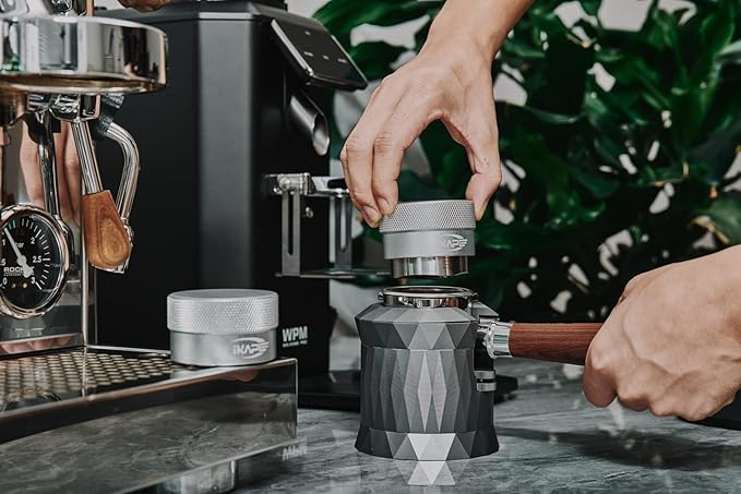IKAPE Coffee Products, 53MM Coffee Distributor, Gravity Adaptive Espresso Distributor Fits All 54MM Espresso Portafilter, Compatible with 54MM Breville Bottomless Portafilter (Silver)