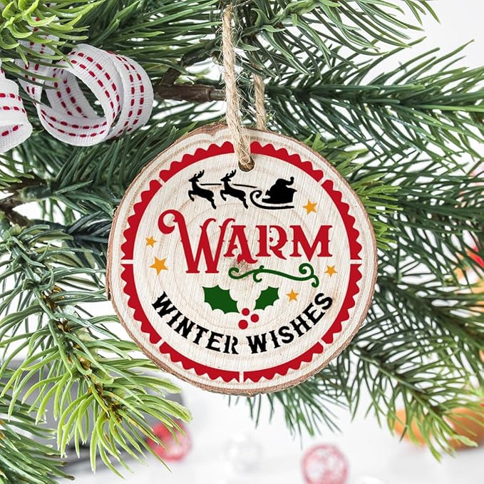 Small Christmas Stencils 4inch,Christmas Stencil Xmas Vintage Stencils Holiday Templates for Painting on Wood Slice