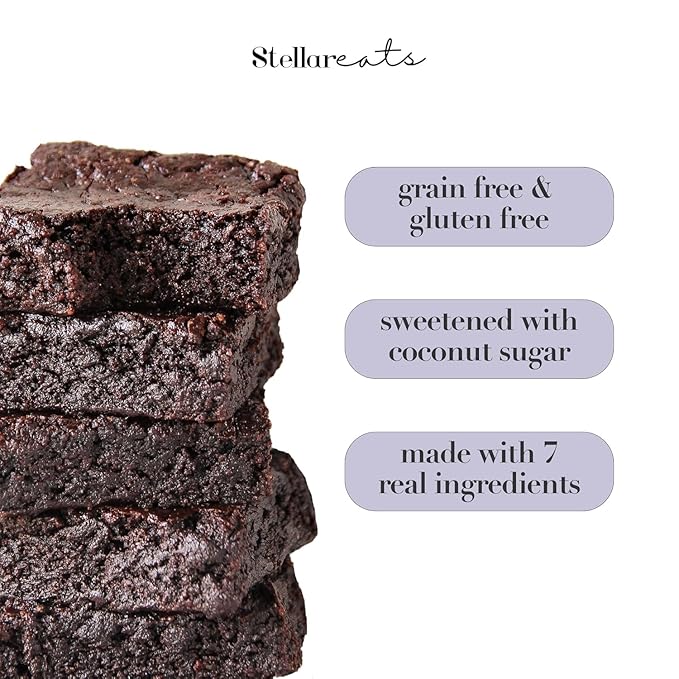 Stellar Eats Grain‑Free Fudge Brownie Baking Mix | Gluten‑Free, Dairy‑Free, Plant‑Based, Paleo‑Friendly, Naturally Sweetened with Coconut Sugar | Almond Flour-Based | 10.4 oz | 2 Pack