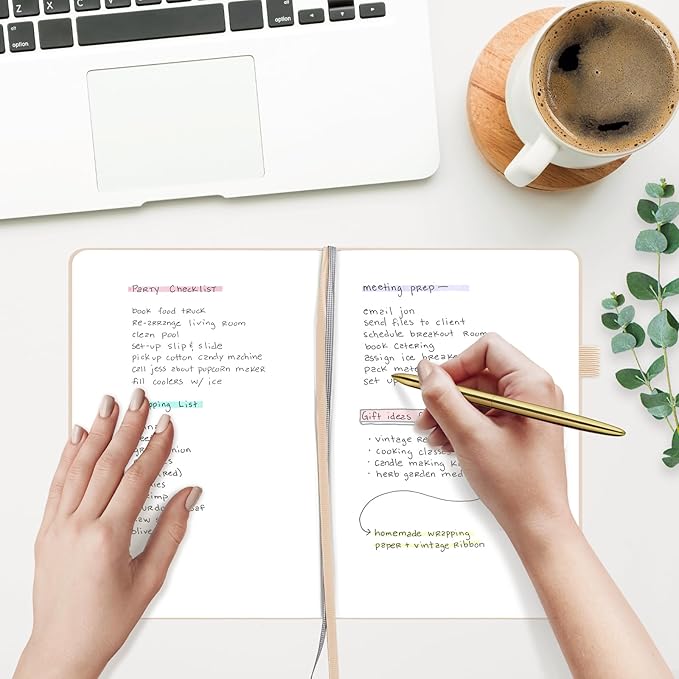 &And Per Se Blank Journal Notebook, 160 Pages, 5.7 x 8 inches College Ruled Thick Paper Notebook Journals for Writing, Hardcover Notebook(1 Pack, Light Apricot)