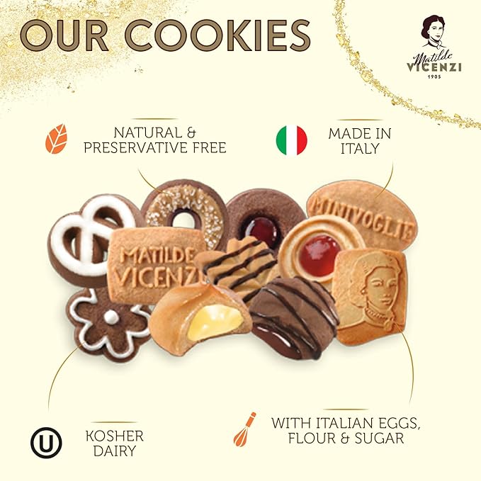 Matilde Vicenzi Minivoglie Butter Cookies Tin - Italian Pastry Assortment, Traditional Holiday Cookie Gift for Thanksgiving, Christmas, Hanukkah - 500 g