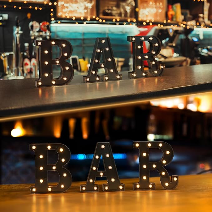 Foaky Black LED Letter Lights for Room Decor - Bedroom Wall Decor, Alphabet Lights for Home, Wedding, Party - Battery Operated （K）