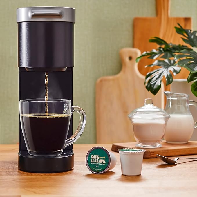 Cafe La Llave Espresso-Style Dark Roast Coffee Pods for Keurig K-Cup Brewers - Bold, Rich Flavor - 24 Count Single Serve Recyclable Capsules- Family Crafted