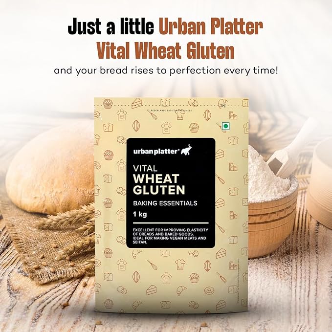Urban Platter Vital Wheat Gluten | 17.64 Oz (500g) | Natural Plant-Based Protein | Dough Improver for Soft, Chewy & Fluffy Bakes | High-Protein Flour for Seitan, Bread, Pizza & Baking