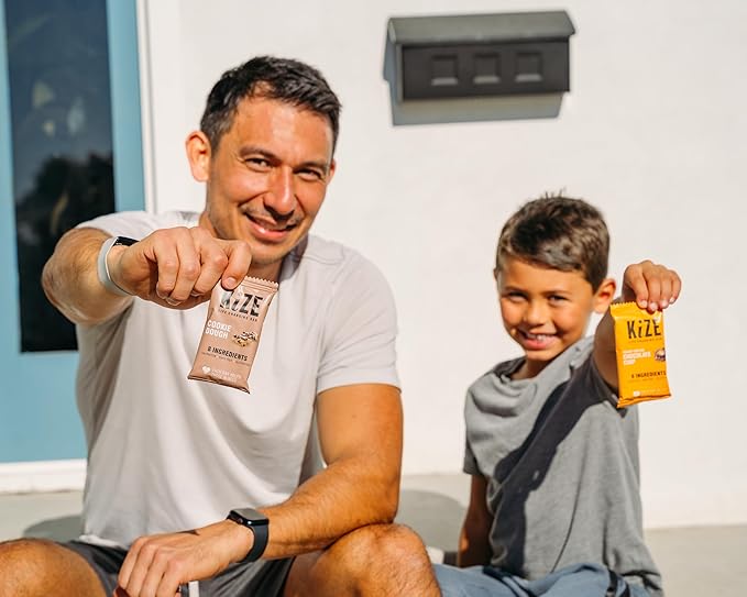 KiZE Energy Bars - Peanut Butter Chocolate Chip & Cookie Dough Bundle - 20-Count - Gluten Free, Dairy Free Options, Non-GMO, and High Protein Meal Replacement Energy Bars, Clean and Simple Food Ingredients - 10g High Protein Snacks (20 Count)