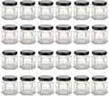 1.5 oz Hexagon Mini Glass Jars with BLACK Lids and Labels (Pack of 24)
