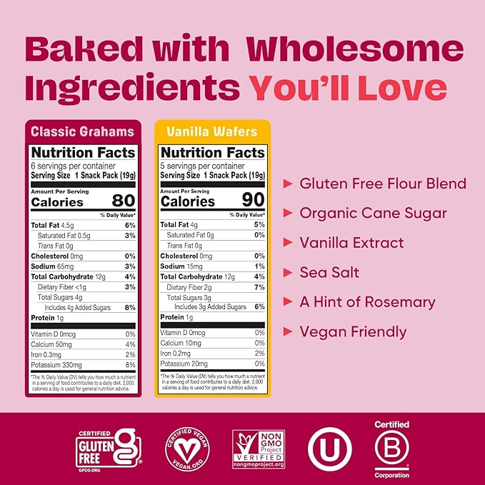 Gluten Free Partake Mini Classic Graham Crackers & Vanilla Wafer Cookies Variety Pack - Vegan - Free From the Top 9 Allergens Including Dairy, Wheat, Soy, Eggs, & Peanuts - Non GMO - Safe School & Office Snack (21 Packs, 0.67 oz)