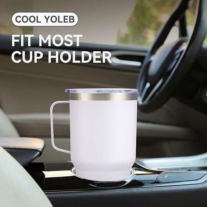 30 oz Tumbler with Handle and Lid, Stainless Steel Tumblers Double Wall Vacuum Insulated Travel Mug Leak Proof Cup Keep Drinks Cold and Hot White, 1 Pack