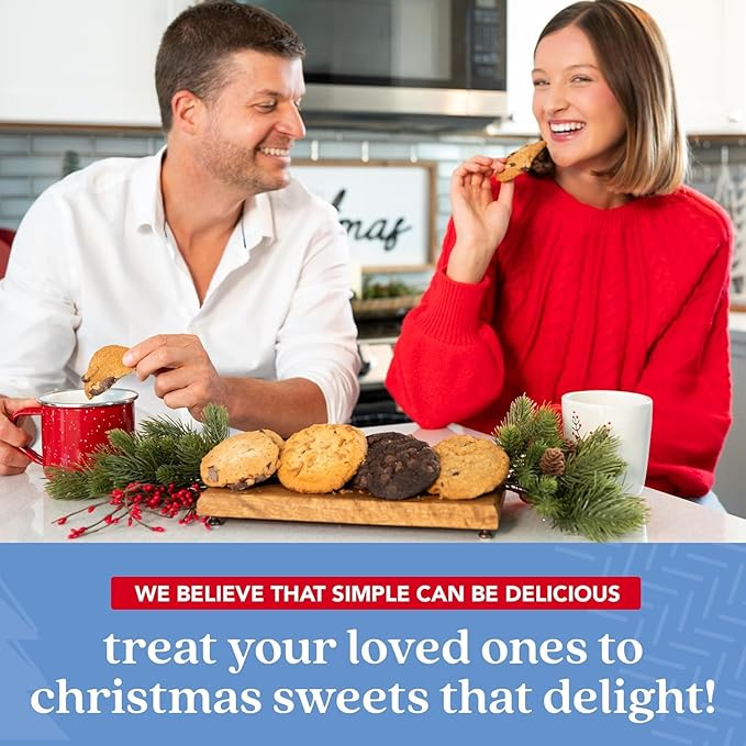 David’s Cookies Happy Holidays Assorted Cookies Gift Tin – 1lb Soft and Gourmet Christmas Cookies Tin – Freshly Baked Holiday Cookies Gift Basket - All Natural and Handmade Christmas Cookies