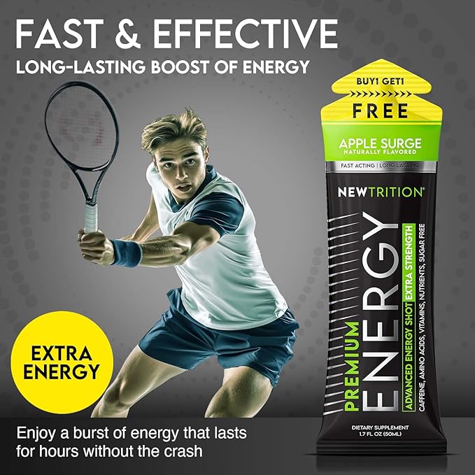 NewTrition® Extra Strength Energy Shots, 250mg Caffeine Energy Shots with Vitamin B & Amino Acids, Sugar-Free Vitamin Energy Shot, 1.7 fl oz (Pack of 12, 4 Flavors-Mixed-2)