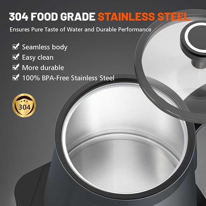 0.8L-1200W Electric Kettle Gooseneck, Digital Panel, Adjustable Tempurature, Auto Shut-off, Boil Dry Protection