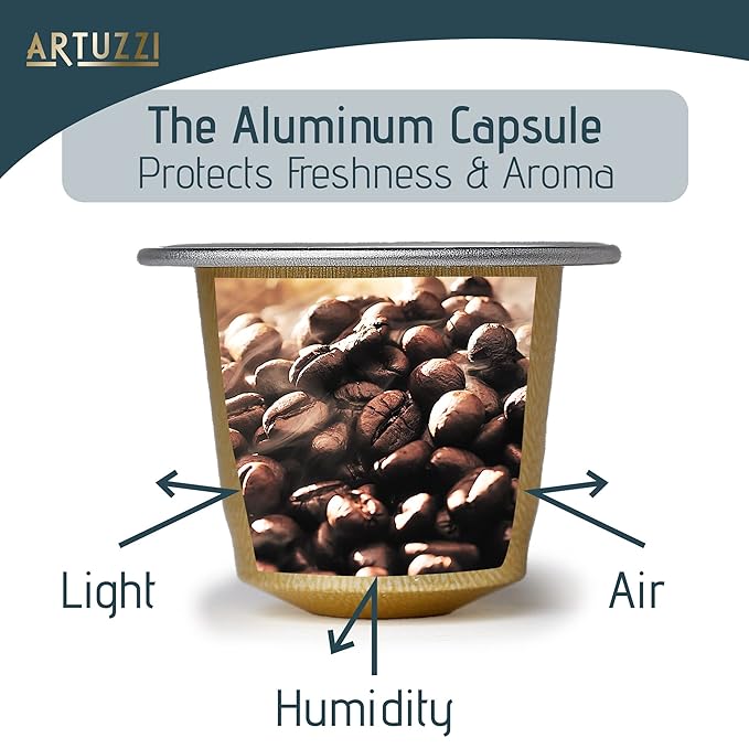 Artuzzi 120ct Espresso Pods For Nespresso Compatible Capsules Original Machines | Italian Coffee Variety - Ristretto Lungo Espresso Caramel Vanilla Chocolate | Aluminum & Recyclable
