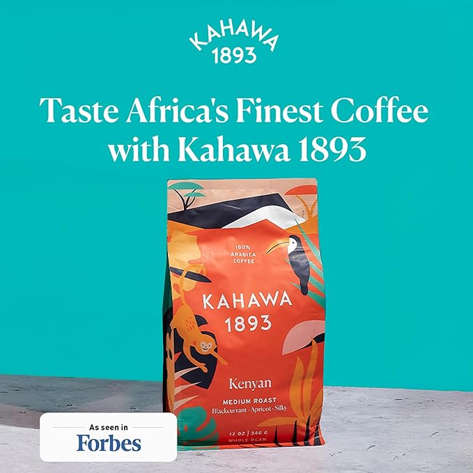Kahawa 1893 Whole Bean Coffee Medium Roast Kenyan Blend 12 Oz - As Seen on Shark Tank, High Antioxidants, Naturally Sweet, Organically Grown, Ethically & Sustainably Sourced
