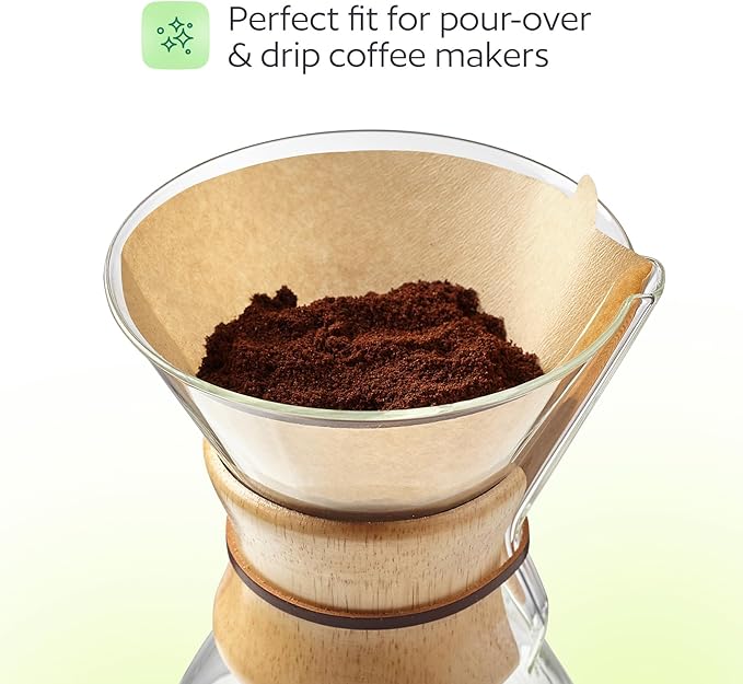 100 Pcs #4 Unbleached Paper Coffee Filters for Cuisinart, Ninja, BLACK+DECKER & other 8-12 Cup Coffee Makers - Perfect for Pour Over and Drip Coffee