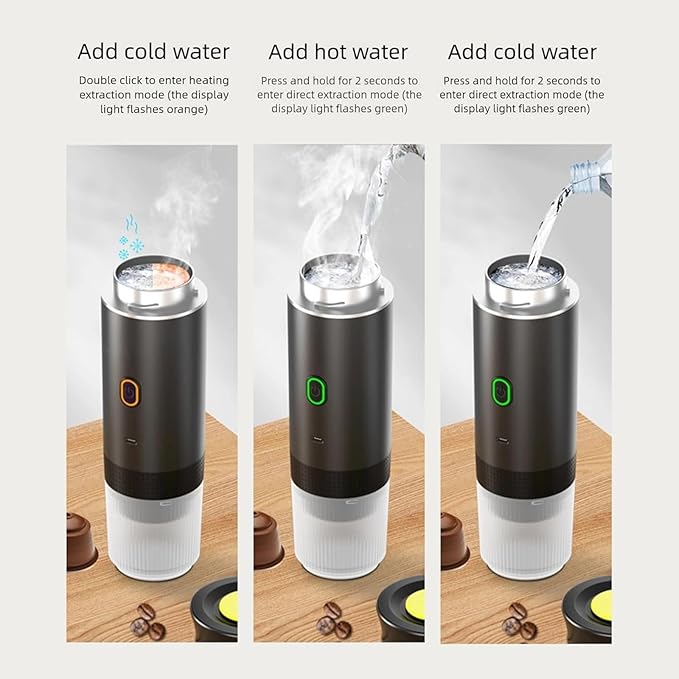 Esprova Portable Espresso Machine, Portable Electric Coffee Maker for Travel Camping, 3-in-1 Self-Heating Espresso Maker, Compatible with Ground Coffee and Capsules, Compact Lightweight (Black)