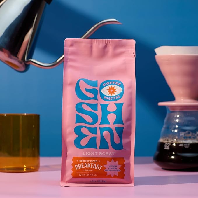 Goshen Coffee Roasters Whole Bean Bright Eyed Breakfast Blend | Light Roast, Brewed or Espresso | Award-Winning - Natural and Washed | Vibrant, Almond, Brown Sugar Flavors | 5 lb Bag