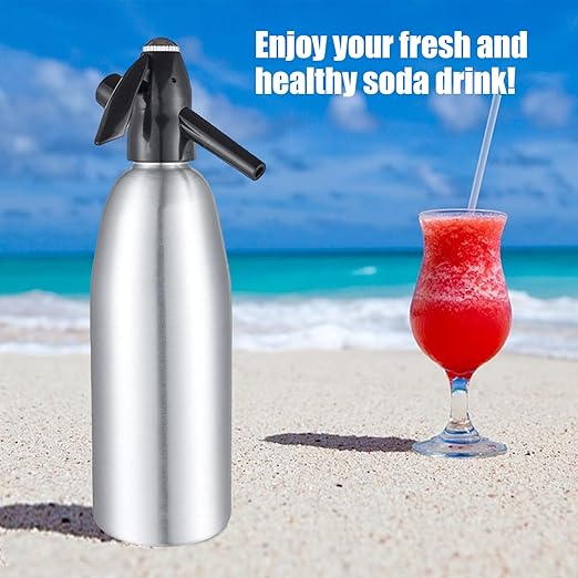 AstraLoom Soda Siphon,1L Portable Nostalgic Seltzer Water Maker Kit, Aluminum Sparkling Water Maker for Carbonated Drinks/Juices/Cocktails, Use 8 gram CO2 Cartridges (Not Included) (Silver)