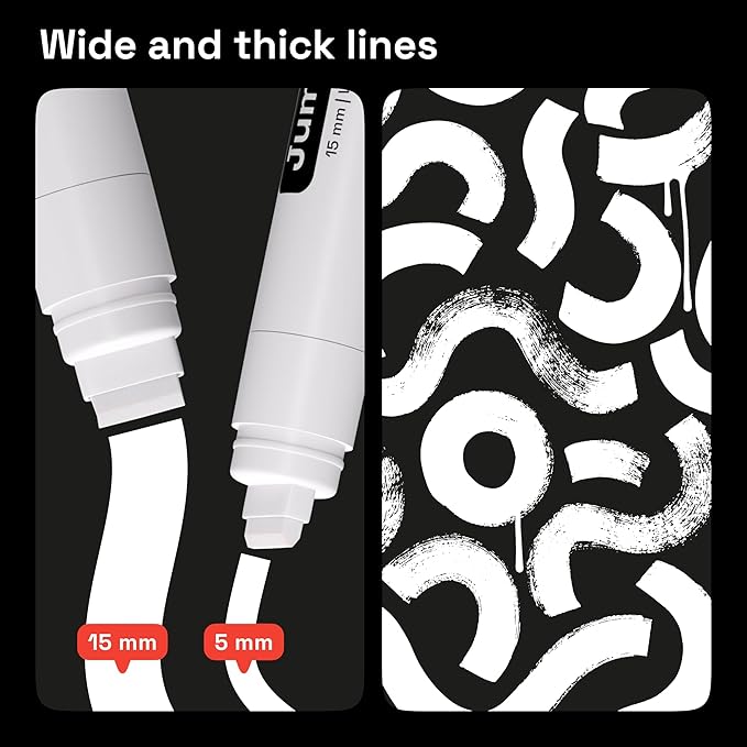ARTISTRO 5 White Jumbo Markers Acrylic Markers with 15mm Jumbo Felt Tip for Murals Tagging Posters Art Journals & Calligraphy