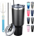 40 oz Tumbler with Lids and Straws, Stainless Steel Insulated Coffee Tumbler, Double Wall Vacuum Insulated Travel Mug Cup, Leakproof Thermal Coffee Cup for Hot and Cold Drinks (Black)