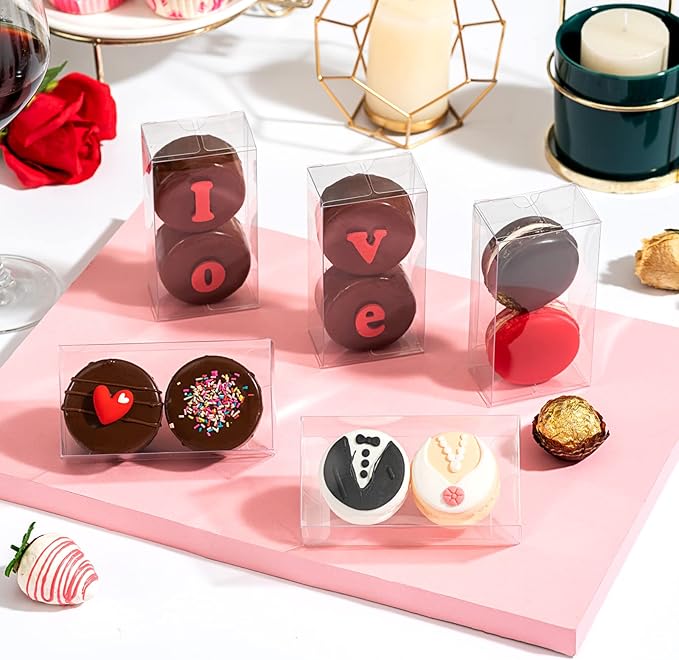 37 Pack Clear Macaron Boxes for 2, Mini Treat Boxes Chocolate Covered Orec Boxes Chocolate Truffle Boxes Browines BoxesPastry Boxes Candy Boxes(4.17" x 2.17" x 1.38")
