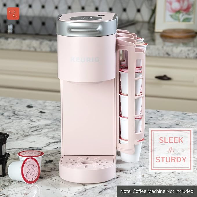 STORAGENIE Coffee Pod Holder for Keurig K-cup, Side Mount K Cup Storage, Perfect for Small Counters(Pink)