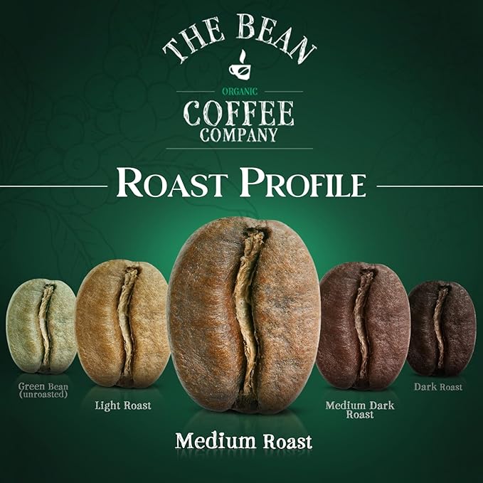 The Bean Organic Coffee Company House Blend, Medium Roast, Ground Coffee, 16-Ounce Bag, Café molido tostado orgánico