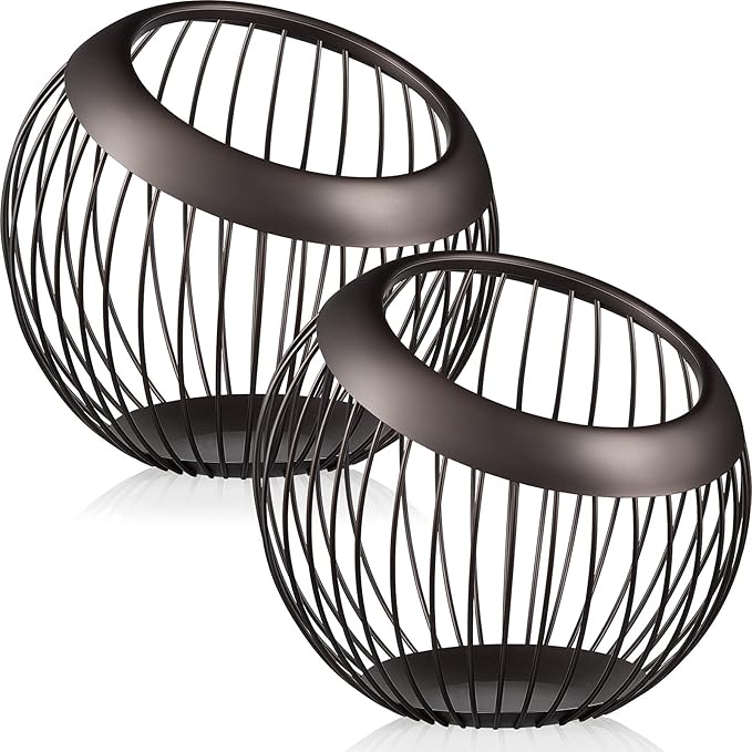 2 Pieces Coffee Pods Holder Large Capacity Coffee Pod Baskets Stainless Steel Cup Organizer Sturdy for Espresso Capsule Pot Storage Metal Wire Fruit Bowl Snack Storage(Dark Brown)