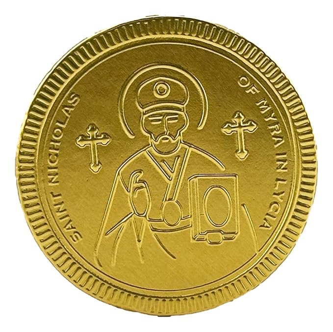 Foiled Again! Chocolate St. Nicholas Day Coins - Belgian Milk Chocolate Coins - Bright Colorful Foils - Beautiful Feast of St. Nicholas Designs - Sealed, Resealable Bag - 1 pound