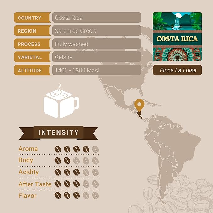 Costa Rican Coffee, Whole Bean Coffee, Premium Costa Rica Tarrazu Single Origin Fresh Roasted Coffee Beans | Cubico Coffee | 12 Ounce Bag