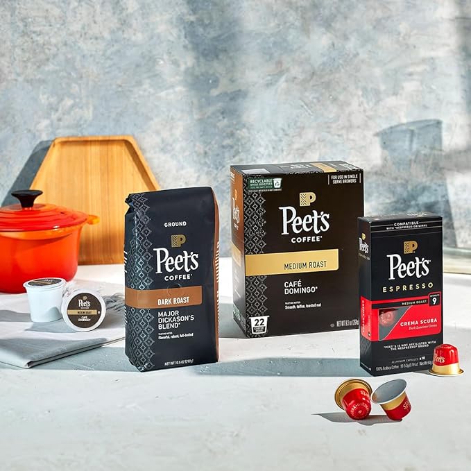 Peet's Coffee, Single Serve Coffee Pods Variety Pack - Luminosa Breakfast Blend, Café Domingo, Organic Alma De La Tierra, House Blend, 40 Count (4 Boxes of 10 Pods)