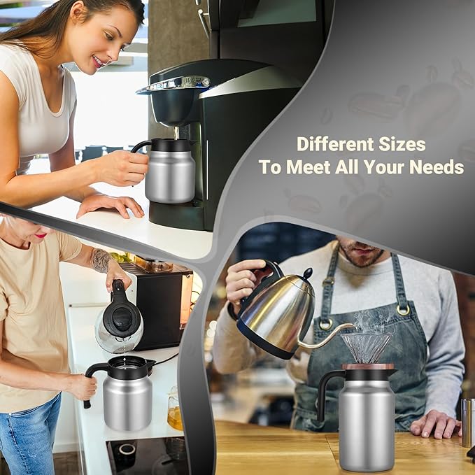 34Oz Thermal Coffee Carafes For Keeping Hot/Cold, Stainless Steel Coffee Carafe, Dustproof Insulated Water Carafe for Party/Home,Silver