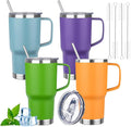 20oz Insulated Tumbler with Handle Stainless Steel Travel Coffee Mug with Lid and Straw Double Wall Vacuum Leak-proof Reusable Thermal Water Cup for Hot and Cold Drinks (Multicolor-5,4 Pack)