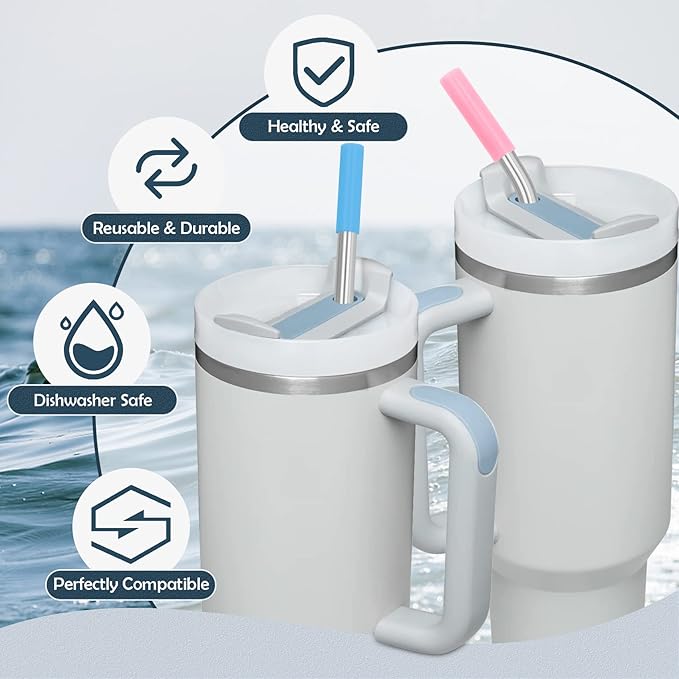 Stainless Steel Replacement Straws for Stanley Adventure Travel Tumbler (6 Straws with Tips for 40oz)