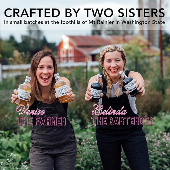 Simple Goodness Sisters Simple Syrup, Organic Cane Sugar, Syrup for Cocktails & More (20 Servings, Sparkle)