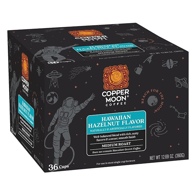 Copper Moon Single Serve Coffee Pods for Keurig K-Cup Brewers, Medium Roast, Hawaiian Hazelnut Blend, 36 Count