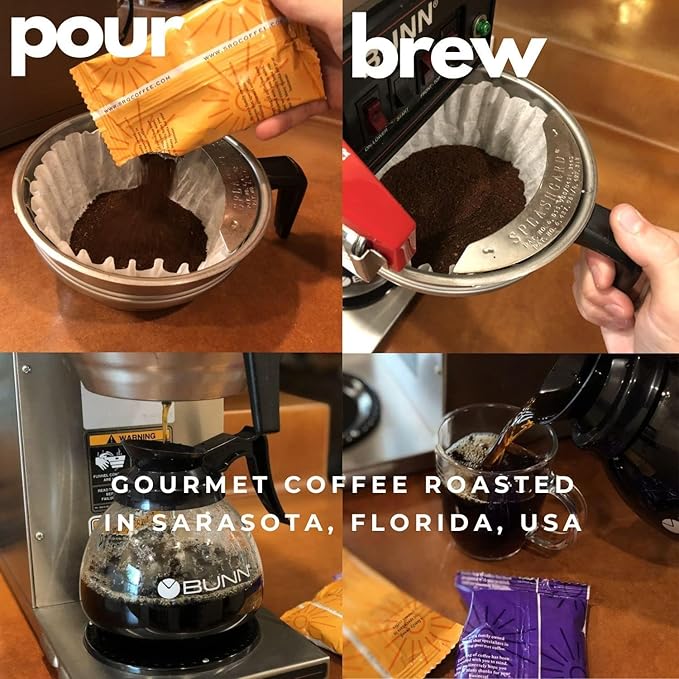 Sarasota Coffee Packs Bulk Ground Packets | Southern Pecan Flavored | Gourmet Assorted Gift Set Sampler | Low Acid Mold Free Individual Pouches for 12 Cup Coffee Maker | 1.75 Oz Bags, 100 Count