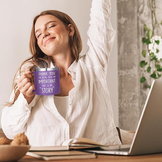 Gossby Thank You Gift for Women - 14oz Insulated Coffee Tumbler Mug - Thank You for Being An Important Part - Appreciation, Birthday Gift for Teacher, Coworker, Friend - Travel Cup with Lid, Straw