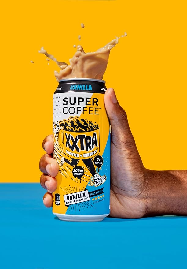 Super Coffee XXTRA, Keto Protein Coffee (0g Added Sugar, 7g Protein, 130 Calories) [Caramel] 15 Fl Oz, 12 Pack | Iced Smart Coffee Drinks - SoyFree GlutenFree